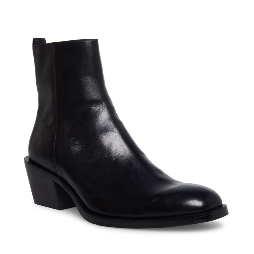 Black Steve Madden Richie Leather Men's Ankle Boots | PH 3648TWC